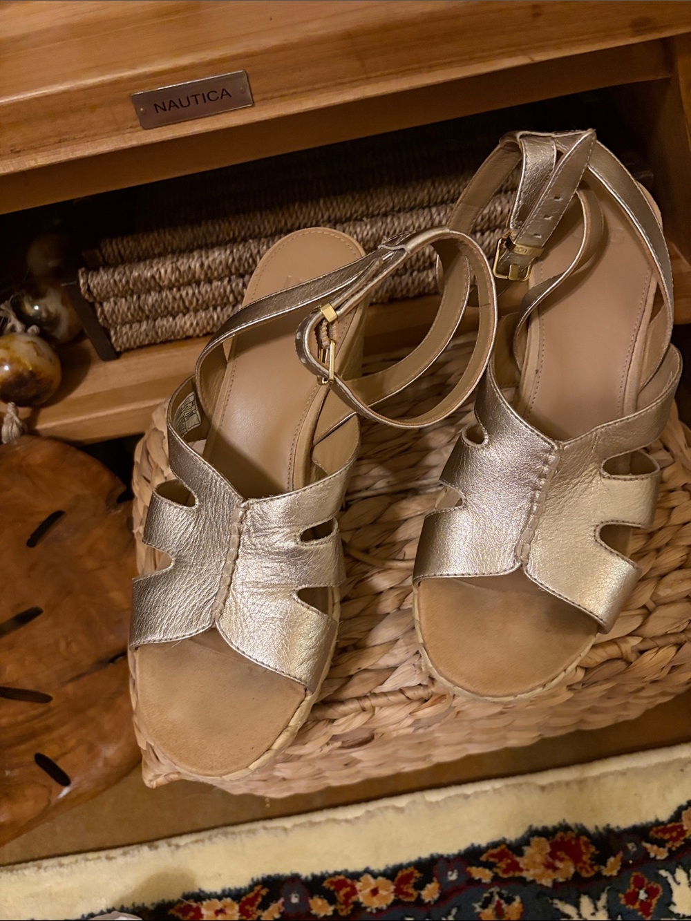Ugg Gold Metallic Wedge Espadrille Sandals View 5